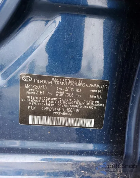 2016 Hyundai Elantra Se z USA, uszkodzony, nr VIN 5NPDH4AE1GH663361